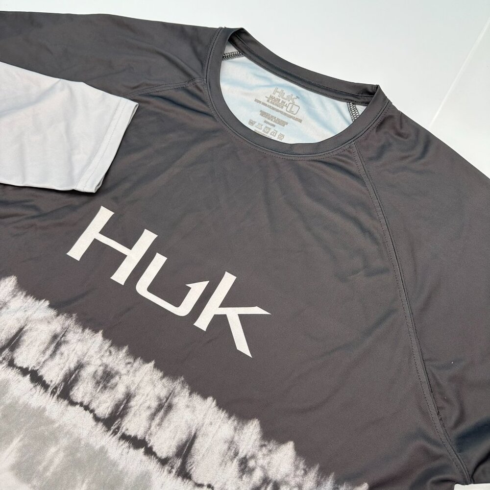 Huk Mens Salt Stripe Pursuit Performance Fishing Shirt, Size Large, Volcanic Ash
